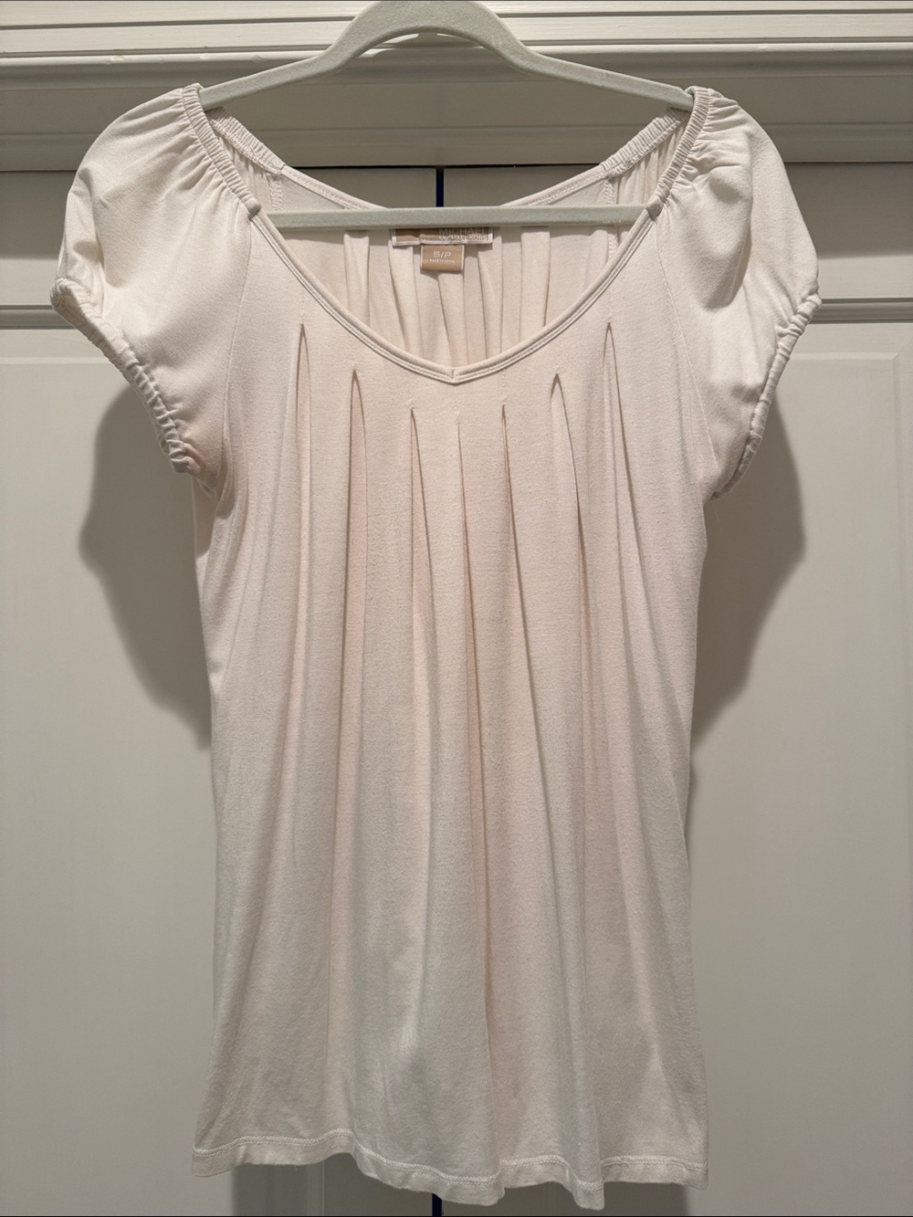 Michael Kors Cream Pleated Short Sleeve Tee